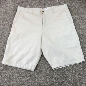 GAP Mens Oatmeal Beige Cotton Linen Blend Flat Front Shorts Size‎ 38